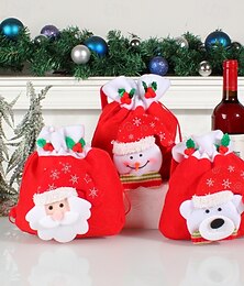 preiswerte -Weihnachtsgeschenktasche, süße Süßigkeitentasche, Weihnachtsgeschenk, Dekoration, Plüsch, Kordelzug, handgefertigte Stoffpuppentasche für Weihnachtsfeier, Zuhause, festliches Accessoire