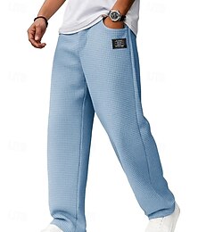 levne -Pánské Tepláky Kalhoty Vaflové kalhoty Šňůrky Kapsy Elastický pas Bez vzoru Pohodlné Outdoorové sporty Denní Módní Na běžné nošení Tmavěhnědá Černá Lehce elastické