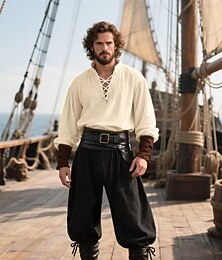 levne -Retro Středověké Renesanční Úbory Tričko Pirátské kalhoty Pirát Viking Maškarní kostým Pánské Viking Pirát předvečer Všech svatých Karneval Výkon Párty LARP Dospělí Tričko Kalhoty Pásek