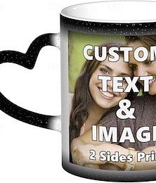 abordables -Tasse photo personnalisée changeant de couleur avec anse en forme de cœur, tasse à café en céramique thermosensible personnalisée, cadeau romantique pour couples, Noël, Saint-Valentin, anniversaire