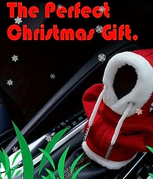 economico -1 pezzo di cappuccio natalizio di Babbo Natale per pomello del cambio dell'auto, in fibra di poliestere, antipolvere, accessorio unico ed elegante per interni auto, universale, adatto a vari veicoli