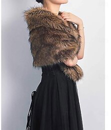 abordables -Châles et étoles en fausse fourrure pour mariage pour femmes, écharpes en fourrure de mariée avec broche pour la mariée et les demoiselles d'honneur
