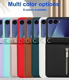 olcso -telefon Ügy Kompatibilitás Samsung Galaxy Z-átfordítás 7 Z Flip 6 Z Flip 5 Z Flip 4 Fekete tok zsinórral Kitámasztó Kártyahely Retro TPU PU bőr