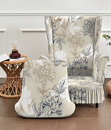 abordables -Funda de poliéster con estampado geométrico a rayas y flores para sillón orejero | Protector de muebles elástico para sala de estar, comedor y oficina
