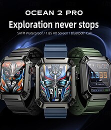 זול -LOKMAT OCEAN 2 PRO שעון חכם 1.85 אִינְטשׁ חכמים שעונים Blootooth מד צעדים מזכיר שיחות מד פעילות מותאם ל אנדרואיד iOS נשים גברים המתנה ארוכה שיחות ללא מגע יד עמיד במים IP68 מקרה שעון 51 מ"מ