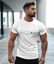preiswerte -Herren Druck T Shirt T-Shirt 100% Baumwolle Kurzarm Grafik Hemd Weiß Grau Bequemes T-Shirt Straße Sport im Freien Modedesigner-Kleidung