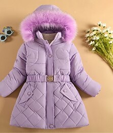levne -Děti Dívčí Dolů Pevná barva Módní Zip Škola Kabát Svrchní oděvy 4-12 let Zima Černá Fialová Námořnická modř