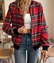 preiswerte -Damen Freizeitjacke Warm Schnelltrocknend Reißverschluss Tasche Elegant Mode Täglich Einfach Geometrisch Urlaub Lässig Täglich Ferien Regulär Baseball-Kragen Normale Passform Langarm Oberbekleidung