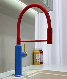 economico -Rubinetto da cucina - Monocomando un foro Galvanizzato / Finiture Verniciate Estraibile / Abbassabile / Bocca Standard / Arco Alto Set centrale Moderno Contemporaneo Kitchen Taps
