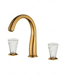 economico -Rubinetto per lavabo - Classico / Ampia diffusione Galvanizzato Rubinetto a tre fori Due maniglie tre foriBath Taps