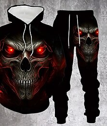 economico -Halloween Per uomo Teschio 2 pezzi Set di felpe 3D Tuta Felpa con Cappuccio Manica Lunga Pantaloni lunghi Con Cappuccio Casual Quotidiano Streetwear Athleisure Stampa 3D Con cappuccio Primavera