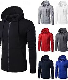 economico -Per uomo Felpa con cappuccio Felpa con cappuccio a zip intera Nero Bianco Rosso Blu marino Blu Con Cappuccio Semplice Cerniera Tasca Sport & Outdoor Casuale Quotidiano Streetwear Cool Abbigliamento
