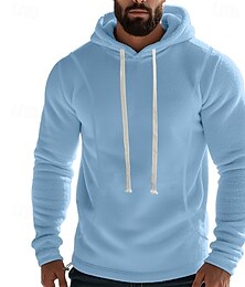 abordables -Hombre Sudadera Lana Polar Negro Verde Ejército Caqui Gris Oscuro Azul claro Con Capucha Plano Correa Deporte Diario Festivos Poliéster Ropa de calle Básico Casual Otoño Invierno Ropa Sudaderas con