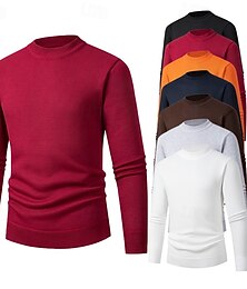 preiswerte -Herren Pullover Gerippt Stricken Normale Oberteile Gestrickt Schmale Passform Einfach Rundhalsausschnitt Strickware Zeitgenössisch Lässig Alltagskleidung Bekleidung Herbst Schwarz Weiß M L XL
