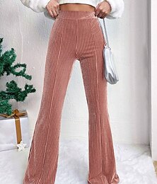 preiswerte -Damen Weites Bein Stoffhosen Streetwear Lässig Volle Länge Natürliche Taille Einfach Elastischer Bund Bequem Outdoor Urlaub Ausgehen Wein Pfauenblau Rosa Khaki Herbst Normale Passform