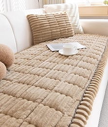 abordables -Cojín de sofá de pana almohadilla de asiento de peluche para otoño e invierno funda de sofá de cuero minimalista moderna antideslizante protector de funda ajustable