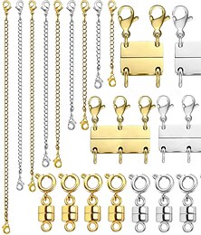 billiga -20 st magnetiska smyckesspännen och halsbandslagningsspänne halsbandsförlängare guld silver, flera storlekar och stilar kedjeförlängare magnetiska spännen för smycken halsband armband
