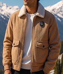 voordelige -Voor heren Bomberjack Fleece jas Winter Buitenshuis Thermisch Warm Fleece jacks Volledige rits Jagen Vissen Klimmen Zwart Leger Groen Khaki Grijs