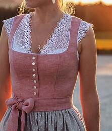 preiswerte -Oktoberfest Kleid Dirndl Trachtenkleider Dienstmädchen Bayerisch Deutsch Wiesn Damen Stoff im traditionellen Stil Kleid Schürze Ohne Bluse
