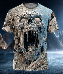levne -Pánské Lebky Tričko Krátký rukáv tričko 3D tisk Tričkový Košile Přehnaný Designové Horor Párty ulice Klub Vodní modrá Fialová Oranžová Léto Jaro Celý rok Oblečení S M L XL XXL XXXL