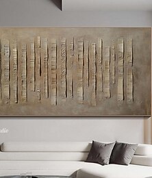 abordables -Grande peinture abstraite texturée 3D, œuvre d'art minimaliste moderne, toile aux tons neutres, art mural géométrique organique, décoration de salon