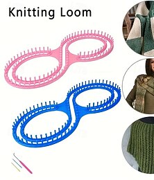 baratos -1 conjunto de kit de tear de tricô de luxo - crie lindos chapéus, cachecóis, xales, suéteres, meias e cobertores com facilidade - kit de artesanato com fios faça você mesmo com ganchos, disponível nas