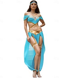 halpa -Aladdin ja taikuuslamppu Prinsessa Jasmiini Teema juhlapuku Tanssiasut Cosplay Elokuva-cosplay for Naisten Aikuiset Halloween Karnevaali Suoritus Juhla Naamiaiset