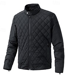 economico -Per uomo Cappotto Invernale Giacca trapuntata Parka Tasca Poliestere Vacanza Abbigliamento quotidiano Data Regolare Moda Casual Confortevole Calore Termico Inverno Colore Solido / Tinta Unita Nero