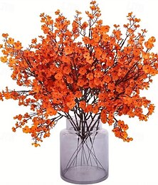 お買い得  -6個の秋の人工屋外オレンジの花 - リアルなタッチのシルクの花びらと取り外し可能な茎。DIYウェディング、オフィスのセンターピース、パーティーの装飾、フラワーアレンジメント、ホームデコレーションに最適 - 秋のオレンジ