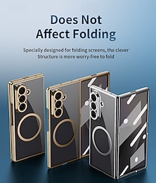 economico -telefono Custodia Per Samsung Galaxy Piegatura a Z 7 Z Fold 6 Z Fold 5 Z Fold 4 Copertura Posteriore Supporta la Ricarica Wireless Resistente agli urti Retrò Placcatura PC
