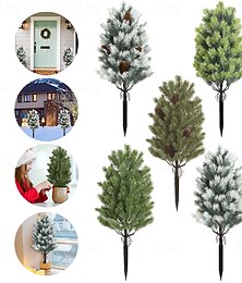 preiswerte -Künstlicher Weihnachtsbaum, Gartenstecker, 61 cm, künstliche Formschnittbäume aus Zedernholz mit Erdspieß, künstliche Weihnachtspflanzen für den Außenbereich, für Zimmer, Veranda, Garten,