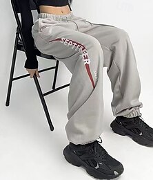 お買い得  -女性用 ワイドレッグパンツ スポーツスウェットパンツ スポーツラウンジパンツ ポケット ハイウエスト ボトムズ アスレイジャー ジム用 いい結果 秋 ファッション 屋外 スポーツ ランニング ルーズフィット スポーツウェア アクティブウェア ブラック グレー