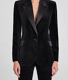 economico -Giacca Blazer da Donna Sportiva Strutturata Giacca in Velluto Elegante con Risvolto a Picco in Satin Manica Lunga con Bottoni Colore Sette Solo Top