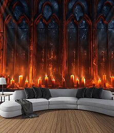 رخيصةأون -Halloween نسيج يافطات الجدار الشنق Church 3D الظلام بانك القوطية حفلة السكن الجامعي خلفيات التصوير ديكورات حائط وباب وخلفية