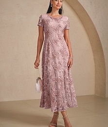 abordables -Femmes Robe maxi Robe fourreau Élégant Fête cocktail Coupe régulière Couleur Unie Manche Courte Col ras du cou Rose pâle Été Printemps
