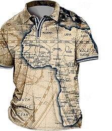 preiswerte -Herren Übergröße Poloshirt Groß und hoch Karte Umlegekragen Bedruckt Kurzarm Frühling Sommer Sport Modisch Strassenmode Designer Outdoor Strasse Oberteile