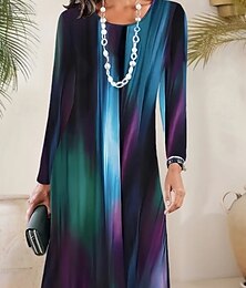 olcso -Női Mini ruha Pólóruha A vonalú ruha Szabadság Alkalmi Napi Randi Normál Ombre Grafika Absztrakt Hosszú ujj Terített nyak Arcpír rózsaszín Medence Nyár Tavasz Ősz Tél