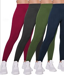abordables -Femmes Slacks Leggings Leggings confortables Streetwear Occasionnel Longueur complète Naturel Uni Taille Élastique Confortable Rue Fête Week-end Rouge bordeaux Noir Blanche Rose Automne Coupe