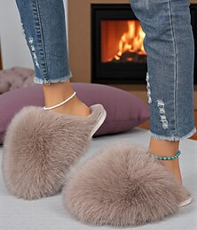 preiswerte -Flauschige Hausschuhe aus Kunstfell für Damen – gemütliche Hausschuhe für den Winter zu Hause und zum Entspannen