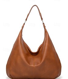 economico -Borsa a tracolla hobo grande da donna – borsa morbida in pelle PU con cerniera, tasca laterale e tracolla regolabile, stile casual minimalista per lavoro, viaggi, shopping e uso quotidiano