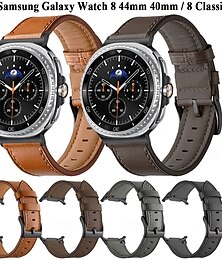 お買い得  -時計バンド のために Samsung Galaxy ウォッチ8 40/44mm ウォッチ8 クラシック 46mm 本革 置換 ストラップ 調整可 ステンレス鋼のバックル レザーリンク リストバンド