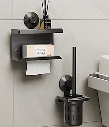 economico -scopino e porta scopino per WC, porta asciugamani di carta, set di accessori per il bagno con ventosa, accessori per il bagno da parete