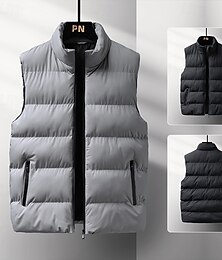 economico -Per uomo Gilet imbottito Gilet Vacanza Quotidiano Data Moda Casual Inverno Tasca Poliestere Caldo Confortevole Tinta unica Cerniera Collo alla coreana Vestibilità regolare Nero Rosso Blu Grigio Gilet
