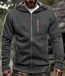 economico -Per uomo Felpa con cappuccio Felpa con cappuccio a zip intera Nero Bianco Vino Verde militare Blu marino Con Cappuccio Semplice Cerniera Tasca Sport & Outdoor Quotidiano Ferie Poliestere Streetwear
