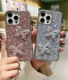 お買い得  -電話 ケース 用途 iPhone 16 15 14 Pro Max Plus 16e 13 Pro Max バックカバー ブリンブリングリッターシャイニー 耐衝撃 バタフライ 仕上げ