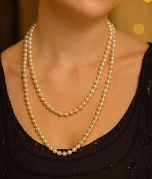 economico -collana lunga di perle finte da donna - gioielli a strati in stile flapper anni '20 per feste Gatsby ed eventi a tema vintage