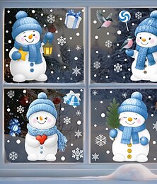 abordables -4 feuilles d'autocollants muraux pour fenêtres de Noël, décorations, cloches créatives, boîtes cadeaux, flocons de neige, bonbons &bonhommes de neige, statique, décoration de fête de Noël