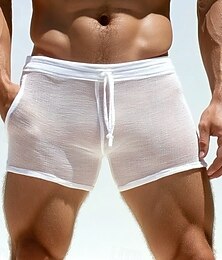 abordables -Homme 1 Pièce Boxer Cordon de serrage Polyester Doux Confortable Respirant Uni Taille Basse Blanche