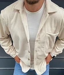 economico -Per uomo Camicia di Velluto a Coste Giacca camicia Giacca invernale Semplice Vacanza Abbigliamento quotidiano Nero Blu Cachi Manica Lunga Bavero Primavera Autunno Abbigliamento Tasca