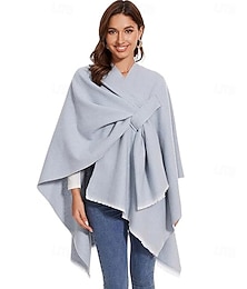 abordables -Châle enveloppant pour femme, élégant, tricoté, cape, poncho ouvert sur le devant, écharpe, couverture, cardigan, manteau pour l'automne et l'hiver